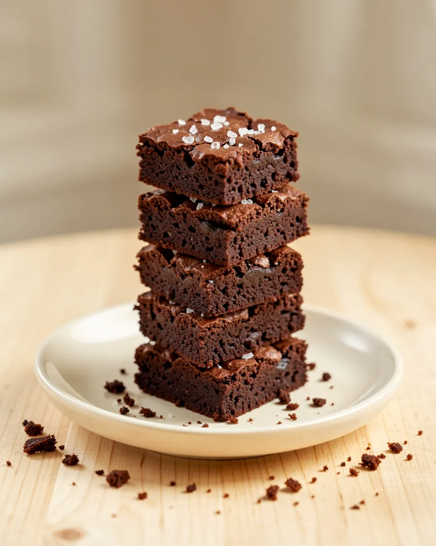 Stack of sea salt brownies